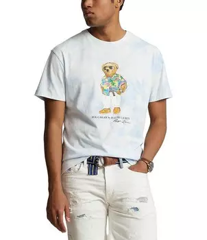 Футболка с короткими рукавами Polo Ralph Lauren Classic Fit Cloud Wash Beach Club Bear, синий
