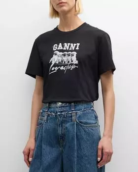 Футболка с короткими рукавами Puppy Love Ganni, цвет Black