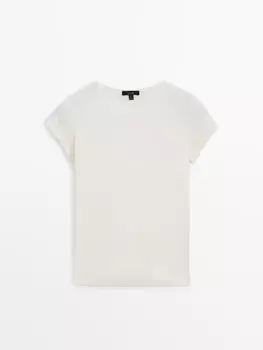 Футболка с короткими рукавами реглан Massimo Dutti, бежевый