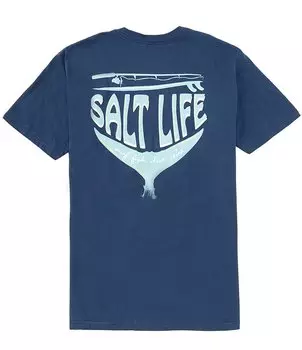 Футболка с короткими рукавами Salt Life Reel Wicked Pocket, синий