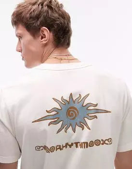 Футболка с короткими рукавами в винтажном стиле с принтом пламени Rhythm кремового цвета