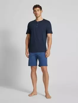 Футболка с короткой планкой на пуговицах Schiesser, темно-синий