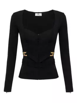 Футболка с корсетом и длинными рукавами Elisabetta Franchi, черный