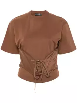 Футболка с корсетом Mugler, коричневый