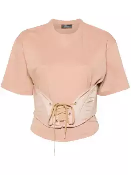 Футболка с корсетом Mugler, коричневый