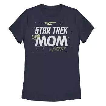 Футболка с космическим эскизом Star Trek Mom для юниоров Licensed Character, темно-синий