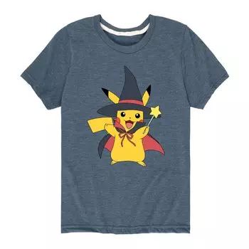 Футболка с костюмом ведьмы Пикачу на Хэллоуин для мальчиков 8–20 лет Nintendo Pokmon Licensed Character, синий