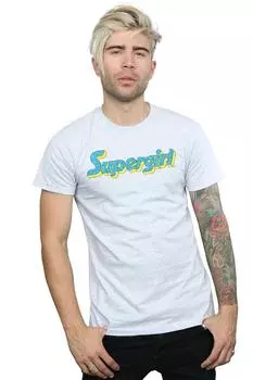 Футболка с кракелюрным логотипом Supergirl DC Comics, серый