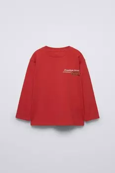 Футболка с креативным слоганом ZARA, красный