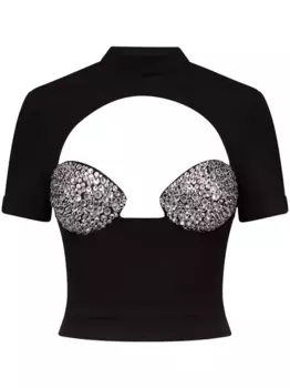 Футболка с кристаллами AREA, черный