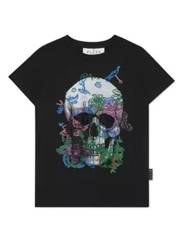 Футболка с кристаллами и декором Skull Philipp Plein, черный