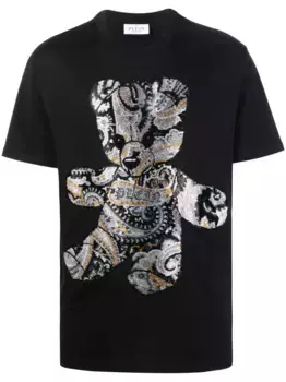 Футболка с кристаллами и принтом Philipp Plein, черный