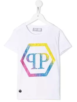 Футболка с кристаллами Philipp Plein Junior, белый