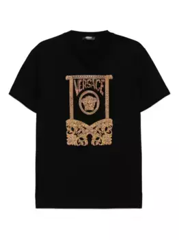 Футболка с кристаллами VERSACE, черный