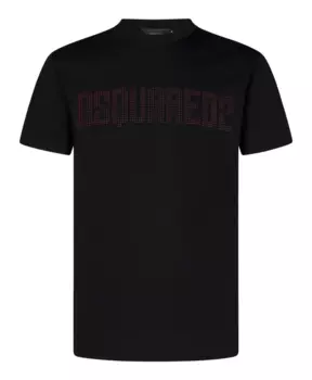 Футболка с кристаллическим логотипом Dsquared2, черный