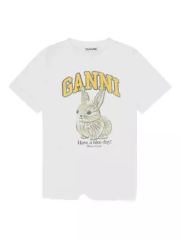 Футболка с кроликом GANNI, белый