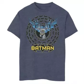 Футболка с круглым графическим логотипом и логотипом DC Comics Batman Bat для мальчиков 8–20 лет Licensed Character