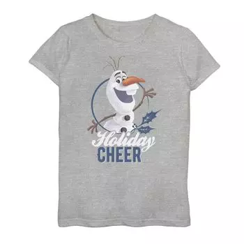Футболка с круглым логотипом Disney's Frozen Olaf для девочек 7–16 лет с графическим рисунком Holiday Cheer Licensed Character