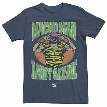 Футболка с круглым рисунком Big & Tall WWE Retro Macho Man Randy Savage Licensed Character, цвет Navy Heather
