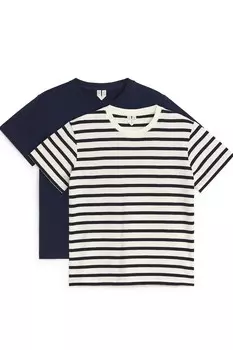 Футболка с круглым вырезом 2 шт Arket, синий