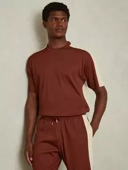 Футболка с круглым вырезом canyon oversize plisse оверсайз Reiss, цвет Rust Red/Off White