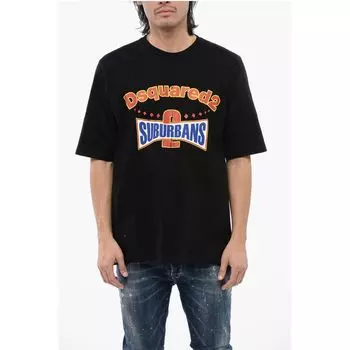 Футболка с круглым вырезом D2 SUBURBAN Skater Fit из хлопка Dsquared2, Black