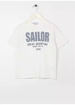 Футболка с круглым вырезом для мальчиков цвета экрю FEDZ BOY-23 Limon, экрю