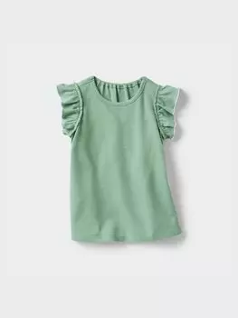 Футболка с круглым вырезом dry с оборкой Uniqlo, цвет 53 зеленый