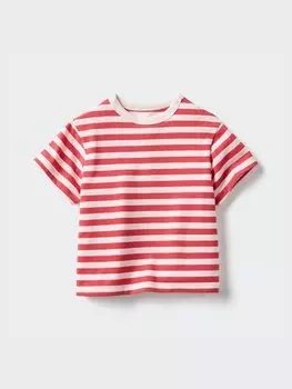 Футболка с круглым вырезом dry в полоску Uniqlo, цвет 13 красный
