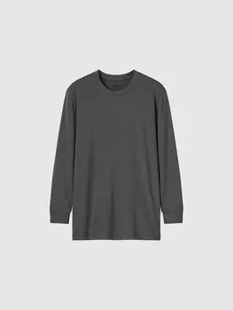 Футболка с круглым вырезом heattech Uniqlo, серый