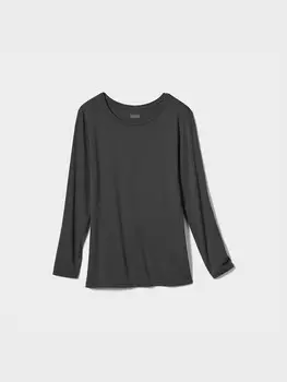 Футболка с круглым вырезом heattech Uniqlo, серый