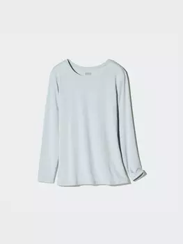 Футболка с круглым вырезом heattech Uniqlo, синий