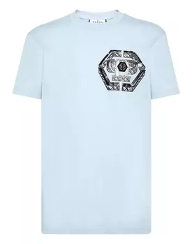 Футболка с круглым вырезом и черепом Philipp Plein, цвет Light Blue