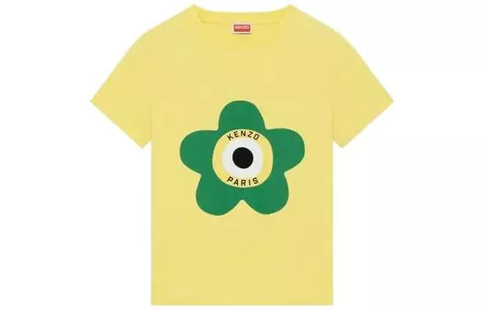 Футболка с круглым вырезом и цветочным принтом KENZO, желтый