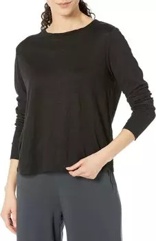 Футболка с круглым вырезом и длинными рукавами Eileen Fisher, черный