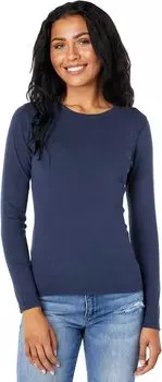 Футболка с круглым вырезом и длинными рукавами в рубчик 1x1 Lilla P, темно-синий