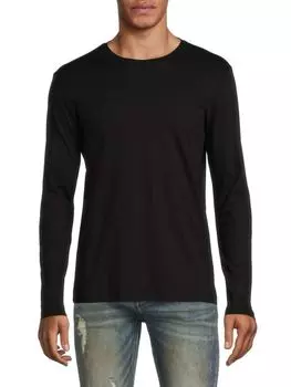 Футболка с круглым вырезом и длинными рукавами Saks Fifth Avenue, черный