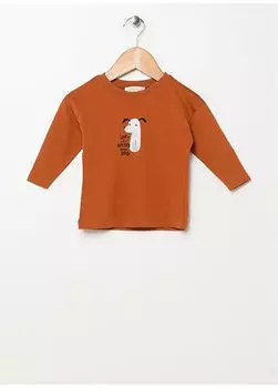 Футболка с круглым вырезом и длинными рукавами с принтом «Корица» для маленьких мальчиков 22FWB-21 Mammaramma