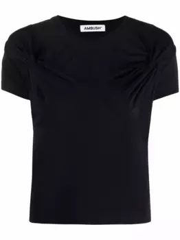 Футболка с круглым вырезом и драпировкой AMBUSH, черный