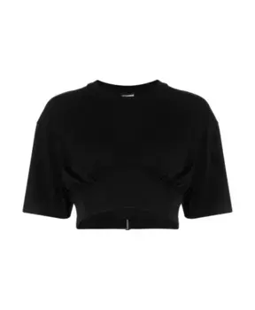 Футболка с круглым вырезом и драпировкой Jacquemus, черный