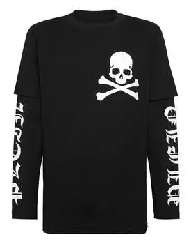 Футболка с круглым вырезом и двойным рукавом Gothic Plein PHILIPP PLEIN, черный