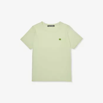 Футболка с круглым вырезом и фирменной нашивкой из хлопкового трикотажа для детей от 3 до 10 лет Acne Studios, зеленый