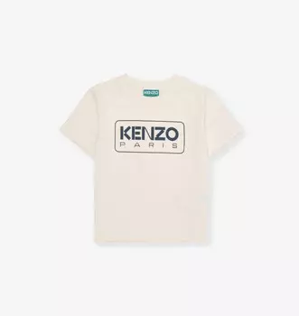 Футболка с круглым вырезом и фирменным принтом из хлопкового трикотажа для детей 4–14 лет Kenzo, белый