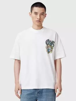 Футболка с круглым вырезом и графическим принтом writer AllSaints, цвет White Natural