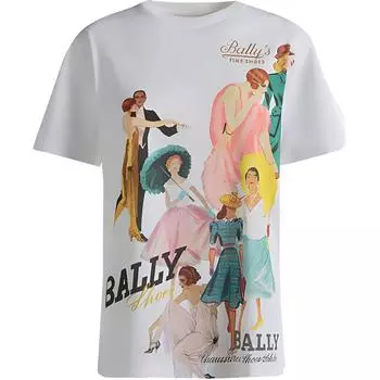 Футболка с круглым вырезом и графическим принтом BALLY, белый