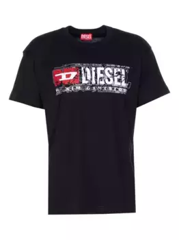 Футболка с круглым вырезом и графическим принтом DIESEL, черный