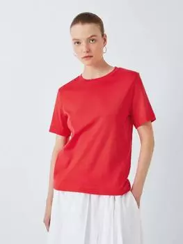 Футболка с круглым вырезом и коротким рукавом из органического хлопка John Lewis, розовый