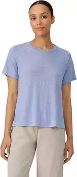 Футболка с круглым вырезом и короткими рукавами Eileen Fisher, цвет Plume