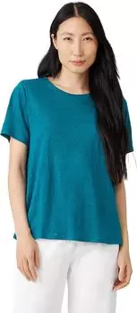 Футболка с круглым вырезом и короткими рукавами Eileen Fisher, цвет Pacifica