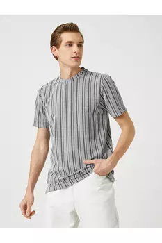 Футболка с круглым вырезом и короткими рукавами Slim Fit Koton, белый
